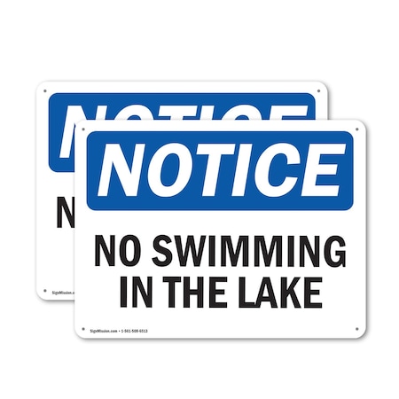 Signmission No Swimming In The Lake, 10 in W x Rectangle, Plastic OS-2PACK-NS-P-710-L-14875
